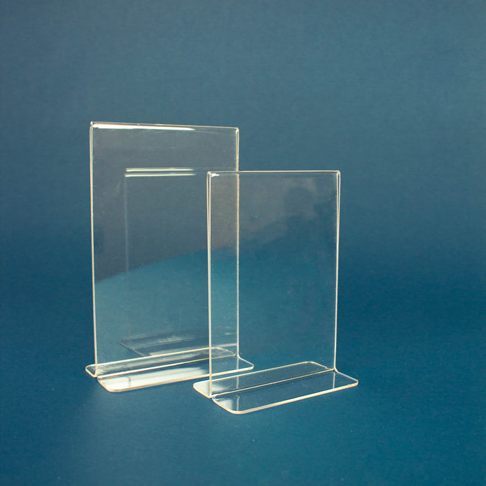 Porta menú vertical de sobremesa de acrílico transparente M-021