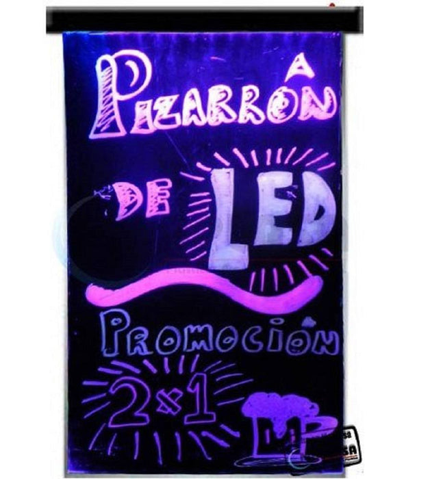 Pizarrón negro para marcadores con iluminación LED