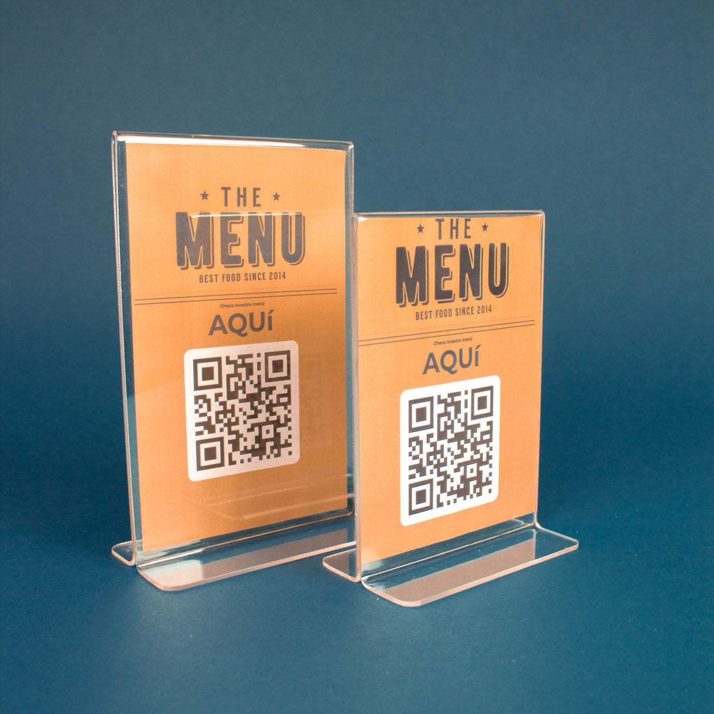 Porta menú de sobremesa de acrílico transparente para restaurante — Maplasa