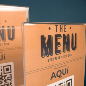 Porta menú de sobremesa de acrílico transparente para restaurante — Maplasa