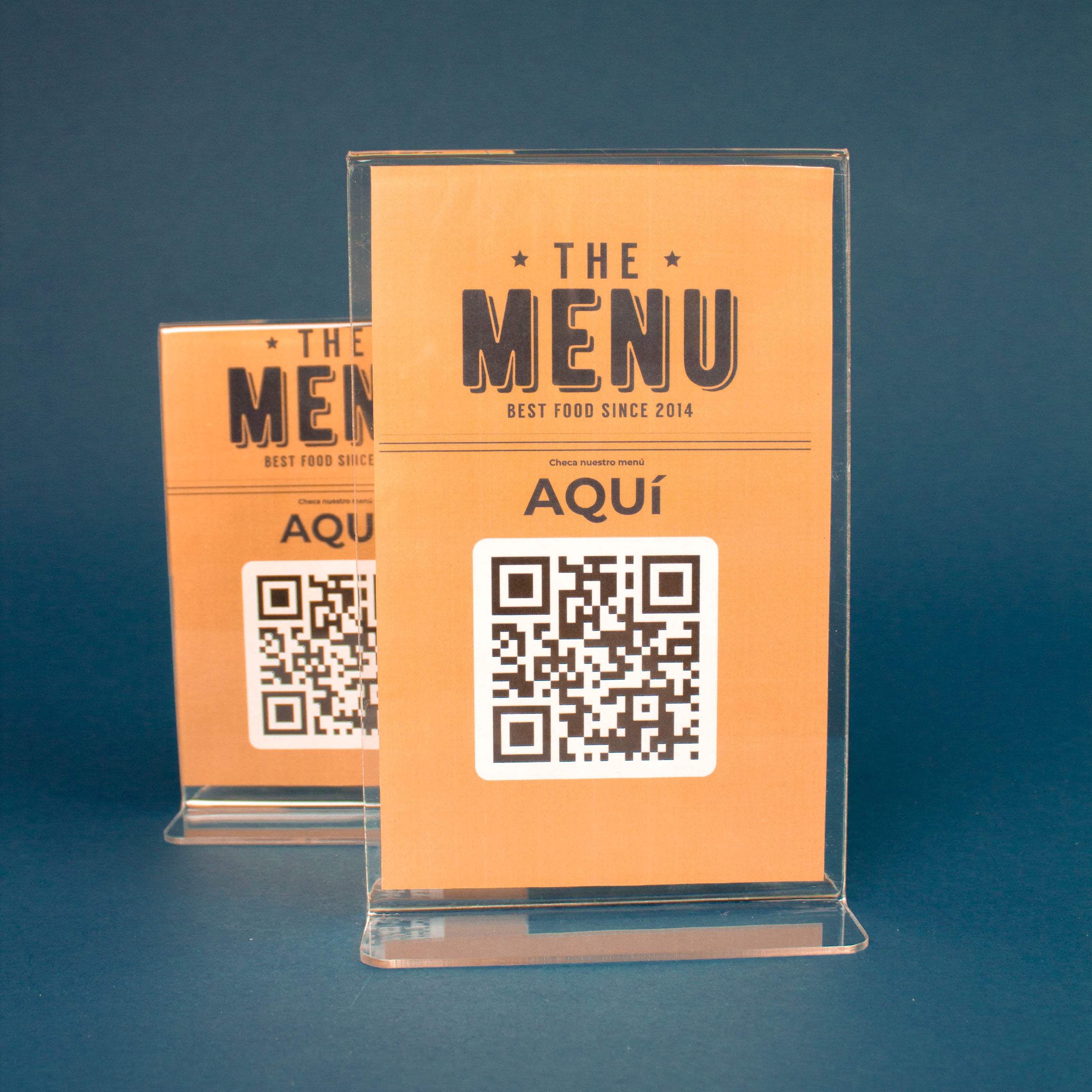 Porta menú de sobremesa de acrílico transparente para restaurante — Maplasa