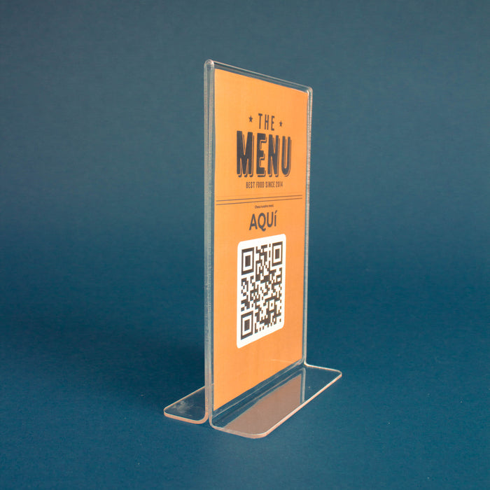 Porta menú de sobremesa de acrílico transparente para restaurante — Maplasa