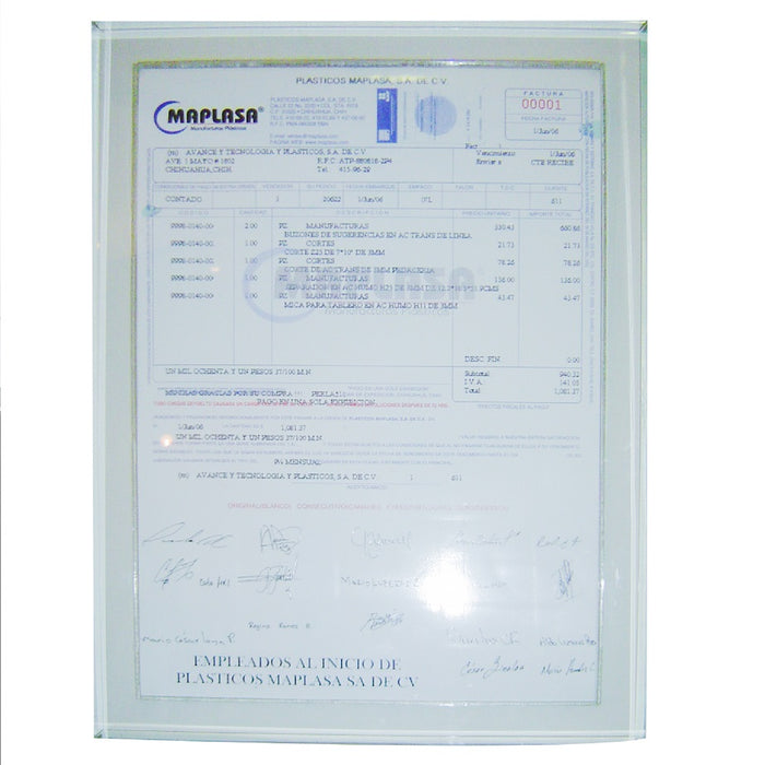 Porta diplomas vertical de acrílico transparente de tamaño carta M-031 (Paquete con 10)